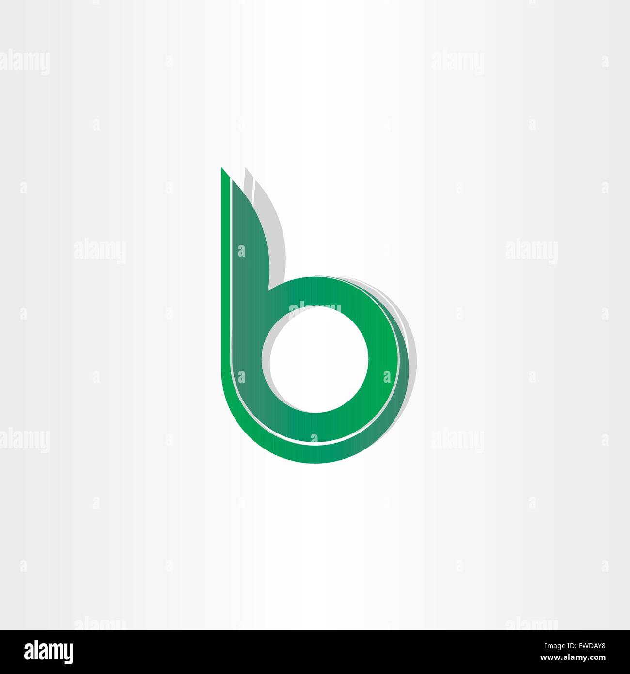 Lettera verde b simbolo stilizzato design Illustrazione Vettoriale