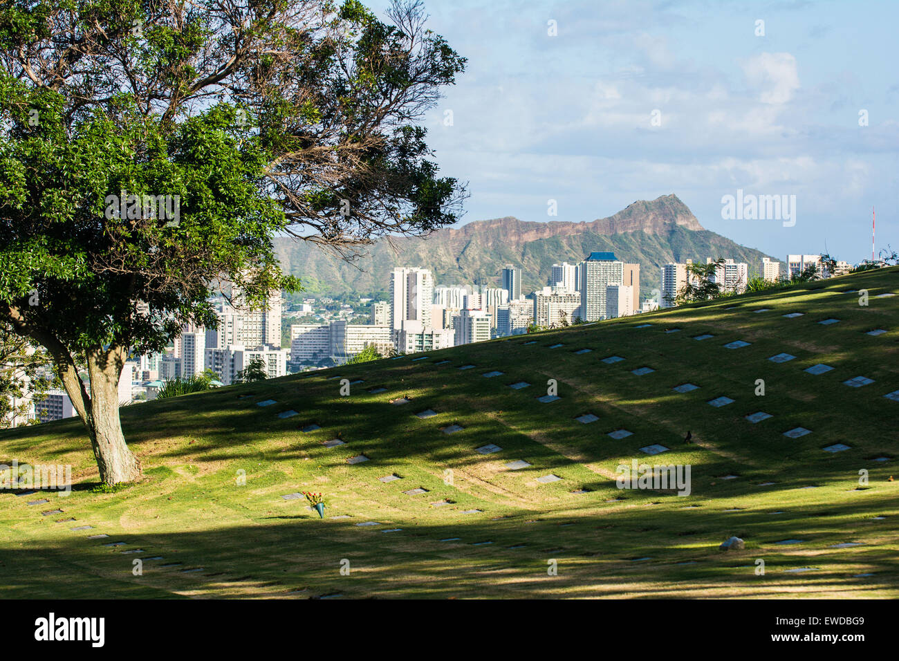 National Memorial cimitero del Pacifico, conca cratere, Honolulu, Oahu, Hawaii Foto Stock