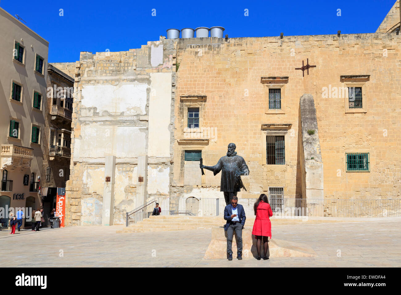 Jean de la Vallette monumento, La Valletta, Malta, Europa Foto Stock