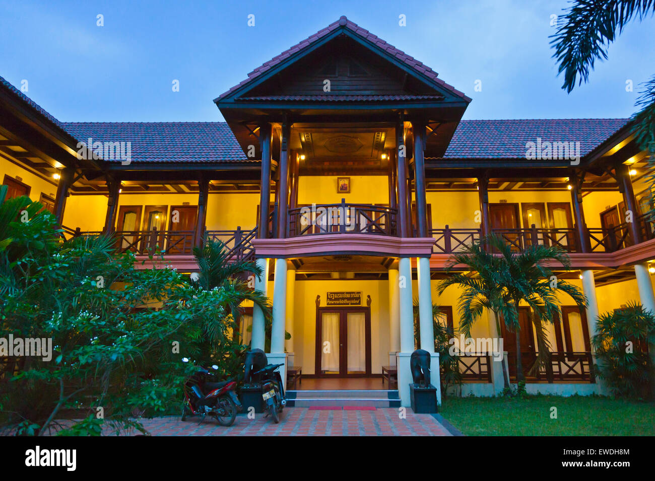 Il PAN ARENA HOTEL su DON KHONG ISLAND in quattro Mille Isole area del fiume Mekong - Southern, LAOS Foto Stock