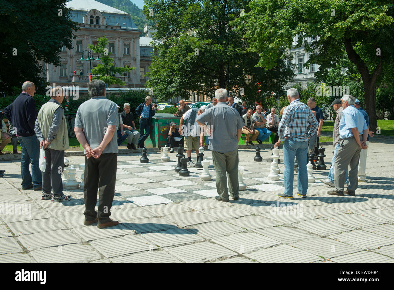 I giocatori di scacchi a Sarajevo Foto Stock