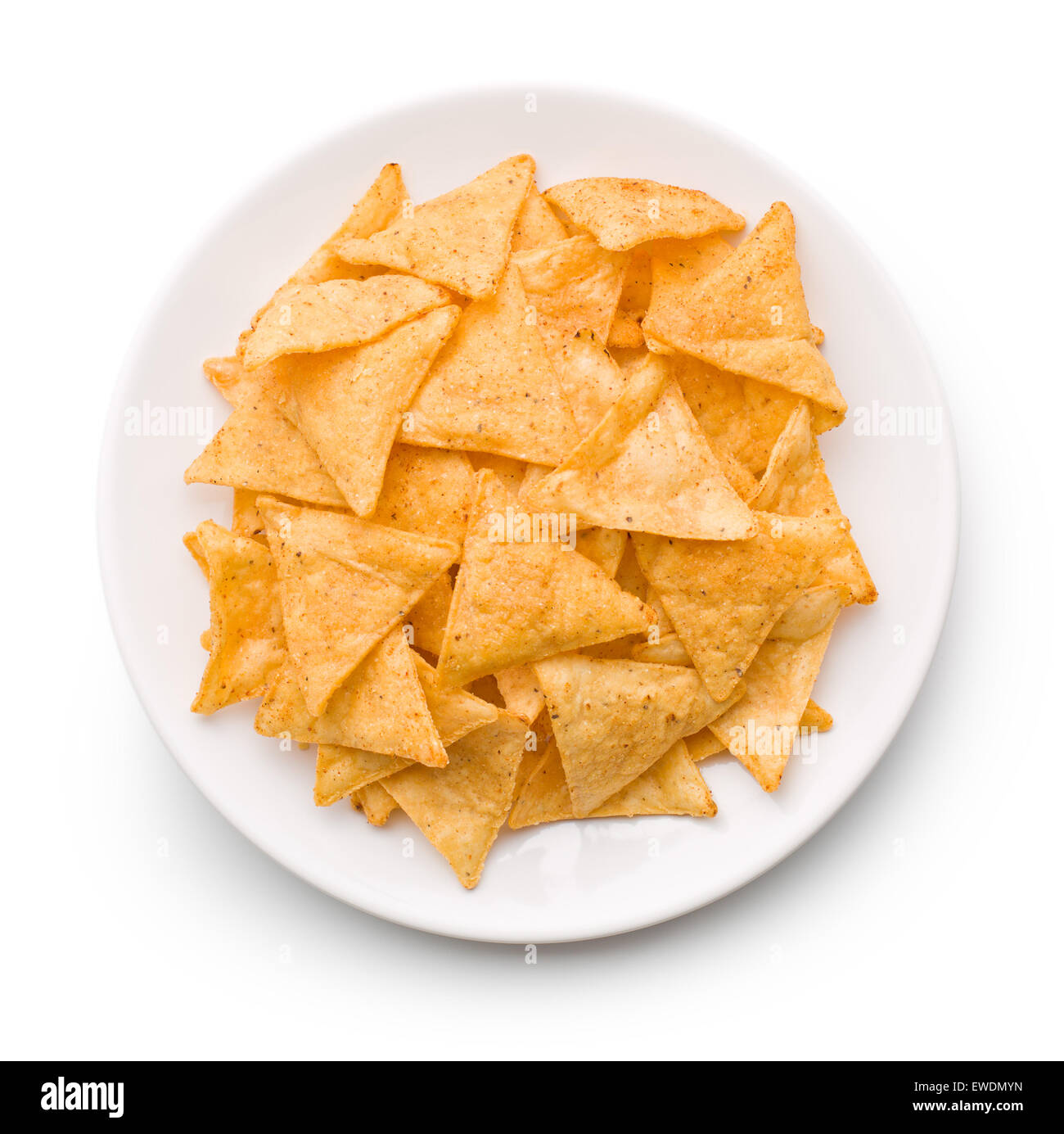 Tortilla chips su sfondo bianco Foto Stock