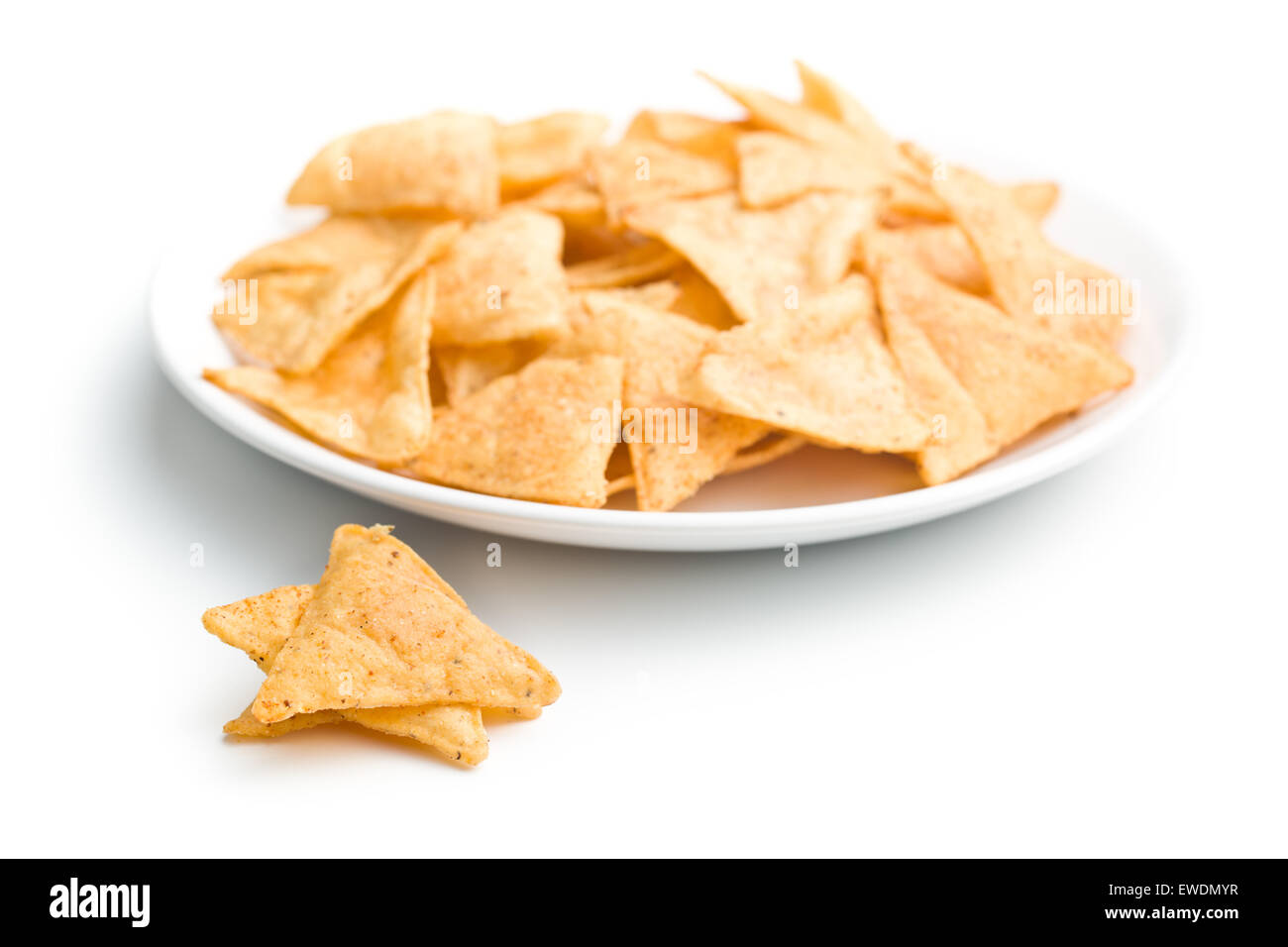 La tortilla chips su piastra Foto Stock