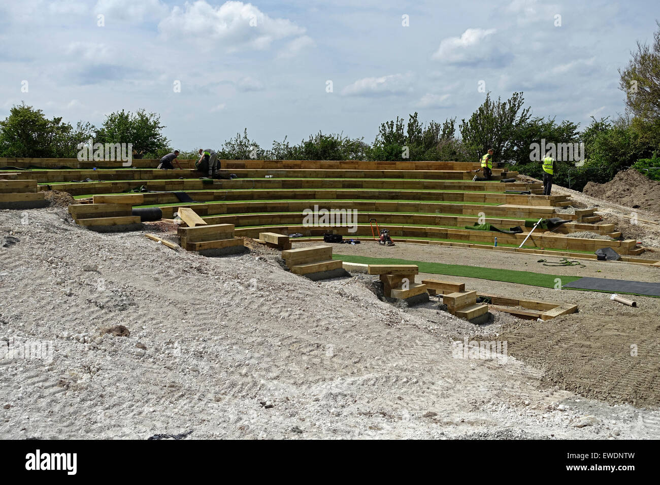 Lavori di costruzione del Brighton Open Air Theatre, (barca o B.O.A.T), Dyke Road Park, Brighton, Inghilterra, 2015 Foto Stock