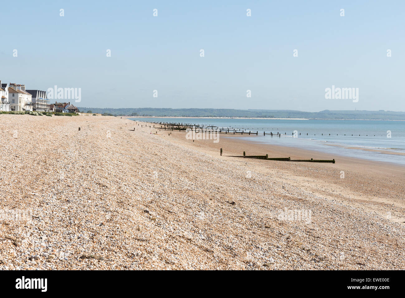 La costa inglese a Littlestone sul mare,Kent Foto Stock