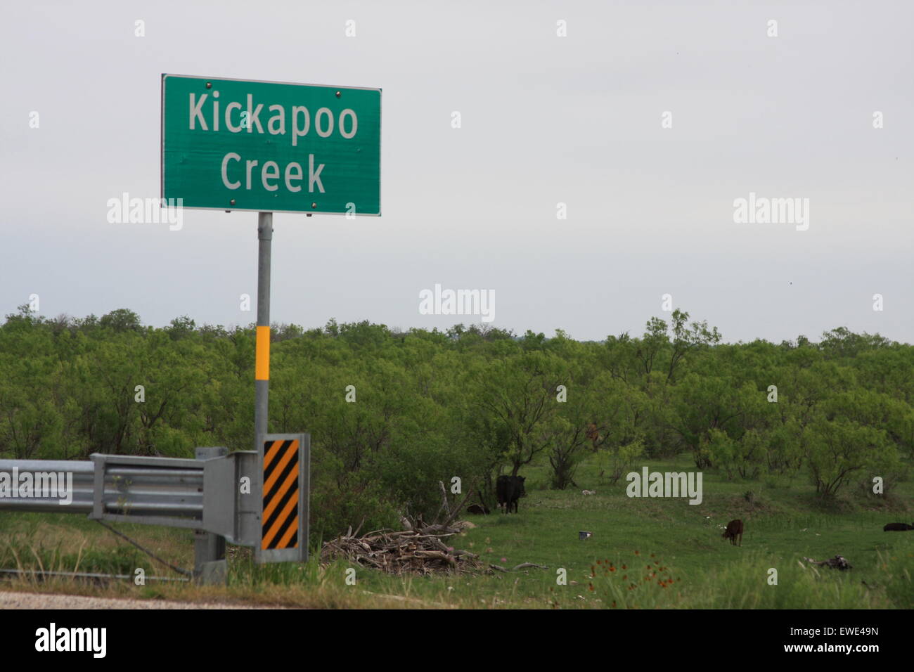 Kickapoo Creek Road sign in Texas USA Foto Stock