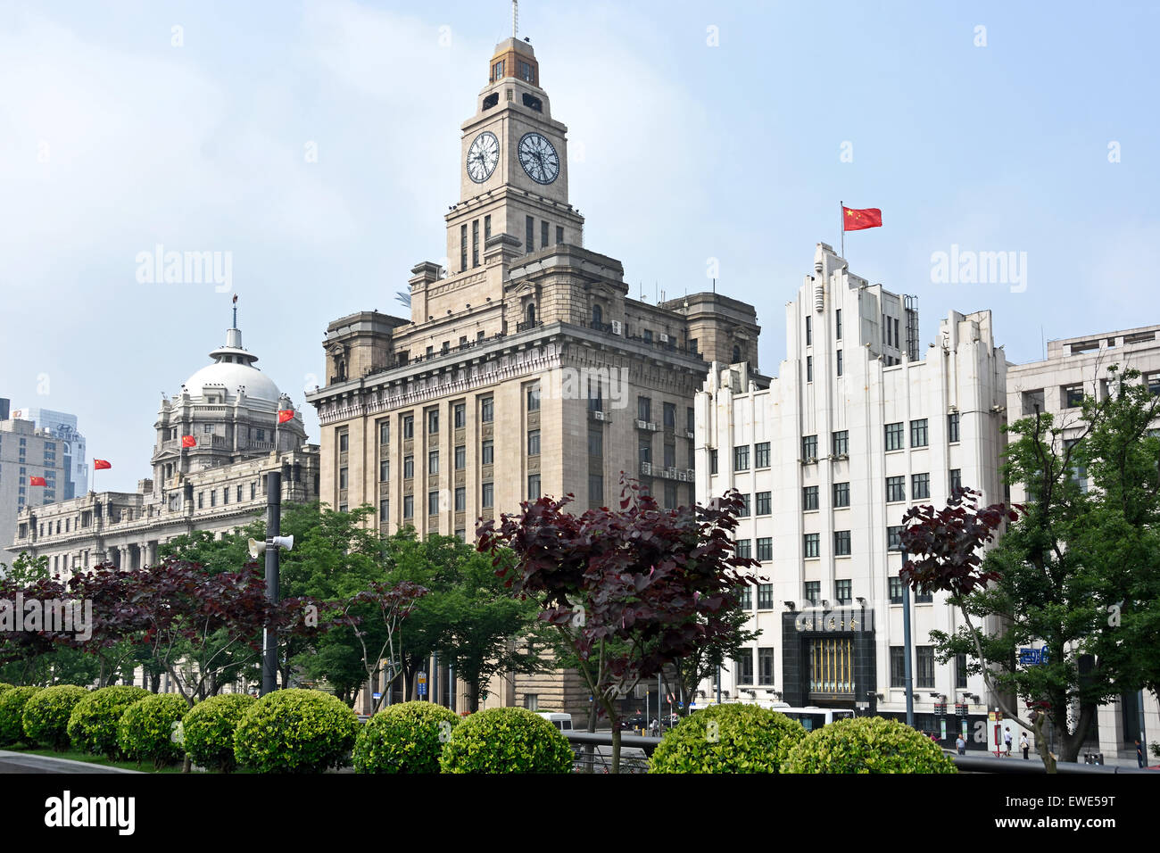 Custom House e Banca di comunicazione vecchi edifici storici sul Bund Shanghai in Cina ( in stile Europeo dell architettura ) Foto Stock
