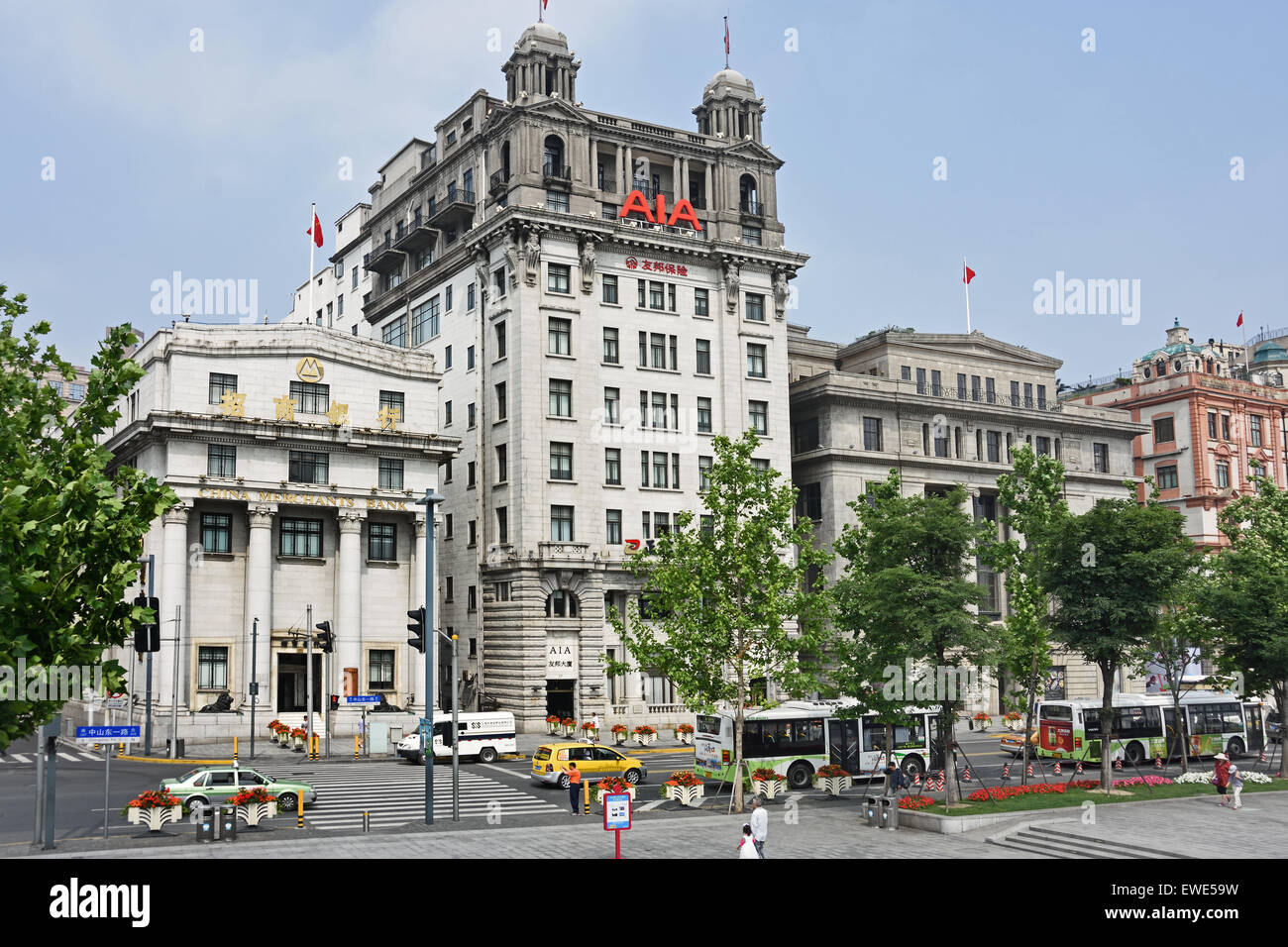 Ex Banca di Taiwan - AJA ex Palace Hotel vecchi edifici storici il Bund Shanghai in Cina ( in stile Europeo dell architettura ) Foto Stock