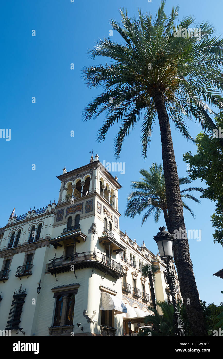 Siviglia, Spagna, facciata dettaglio dell'Hotel Alfonso XIII Foto Stock