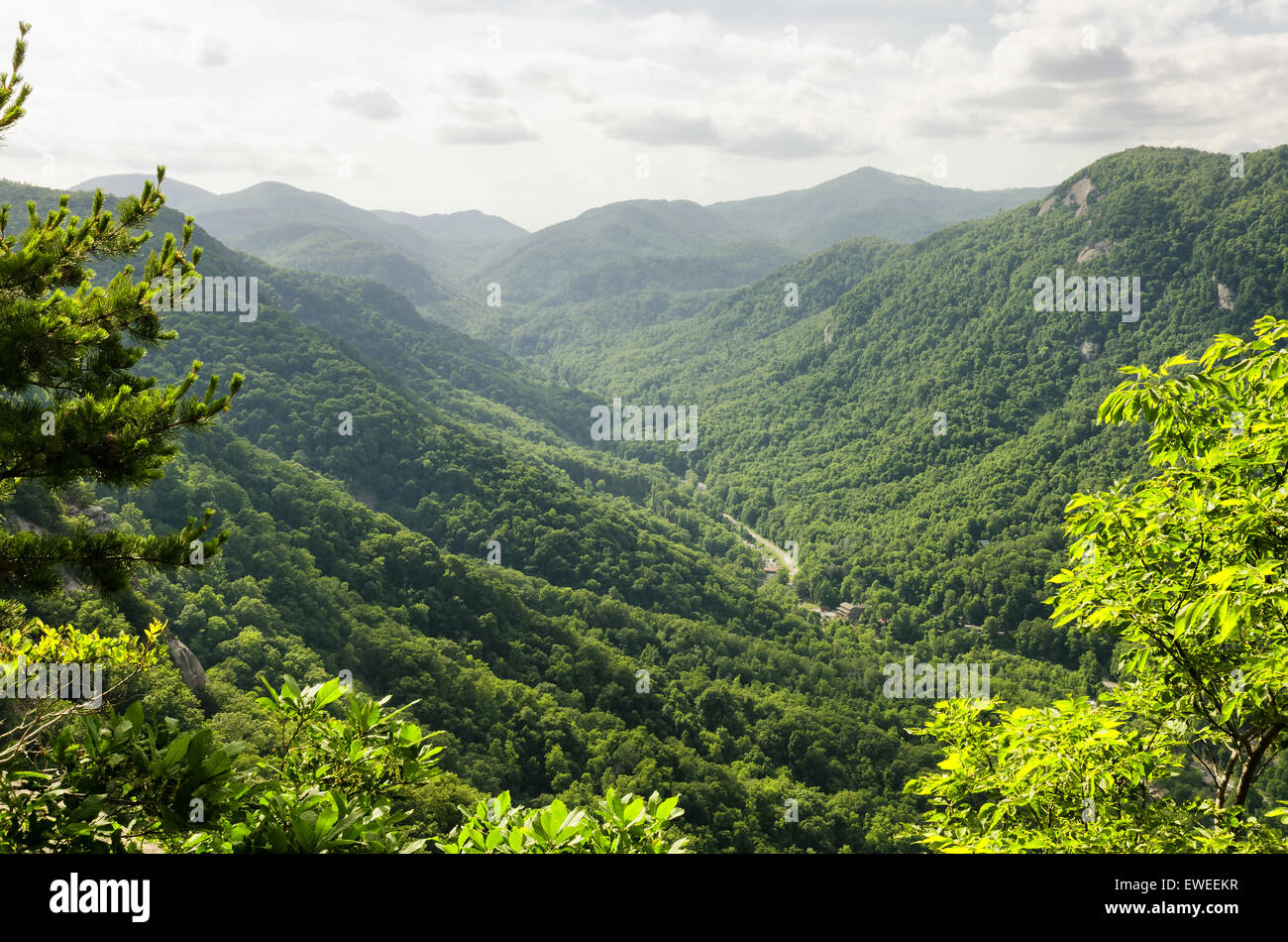 Si affacciano dalla ciminiera rock mountain, North Carolina, Stati Uniti Foto Stock