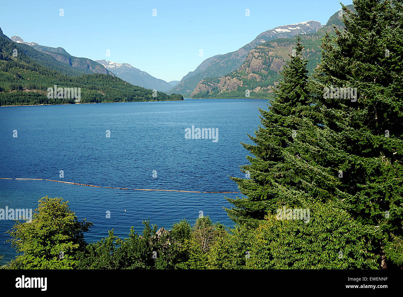Vista panoramica dal Strathcona Park Lodge, Isola di Vancouver, British Columbia, Canada. Foto Stock