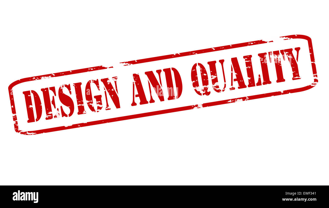 Timbri in gomma con testo di qualità e design interno, illustrazione Foto Stock