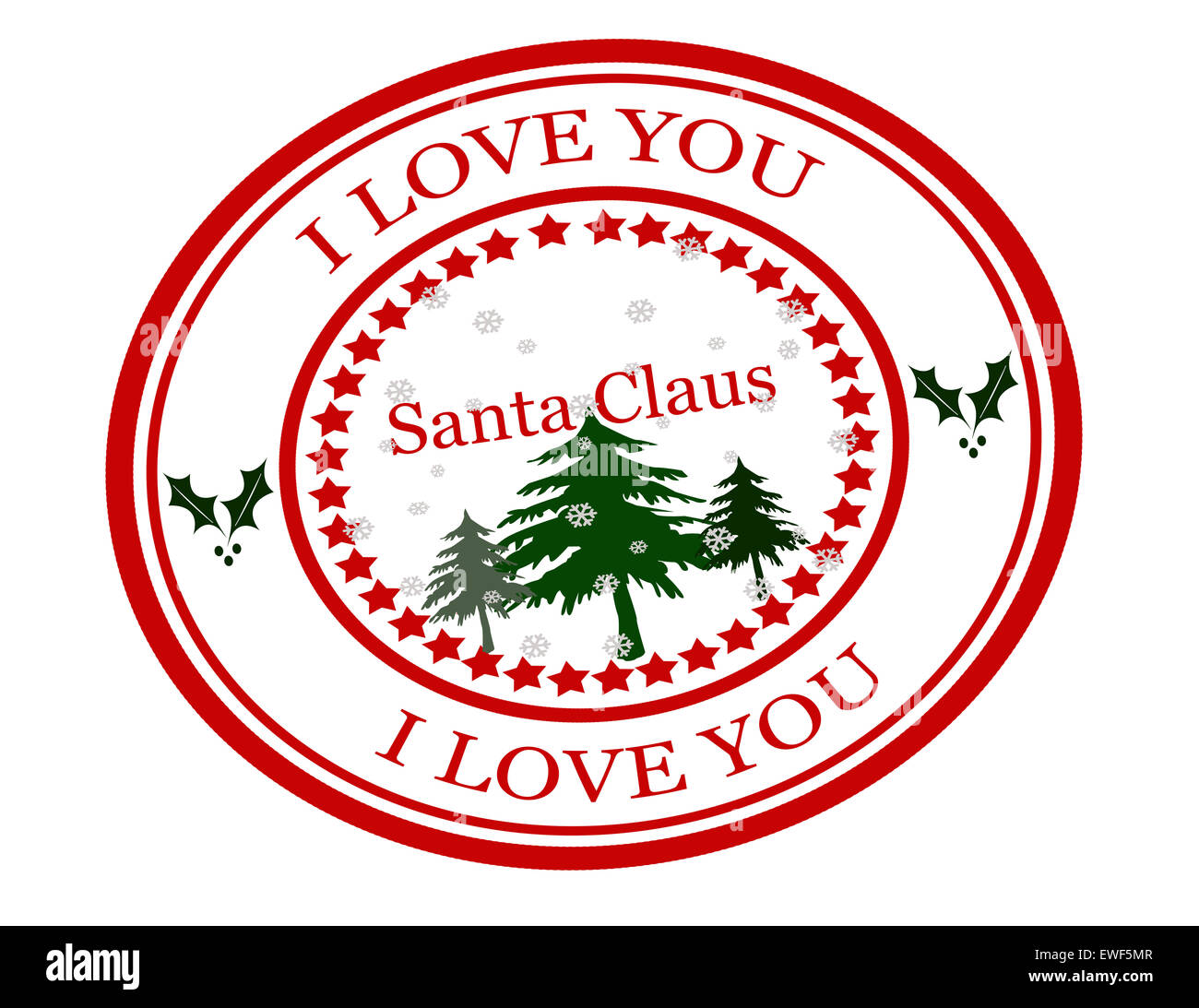 Timbri di gomma con il testo ti amo Babbo Natale all'interno, illustrazione Foto Stock