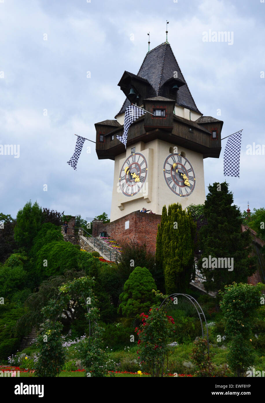 Torre dell Orologio (Uhrturm) in Schlossberg, Graz Foto Stock