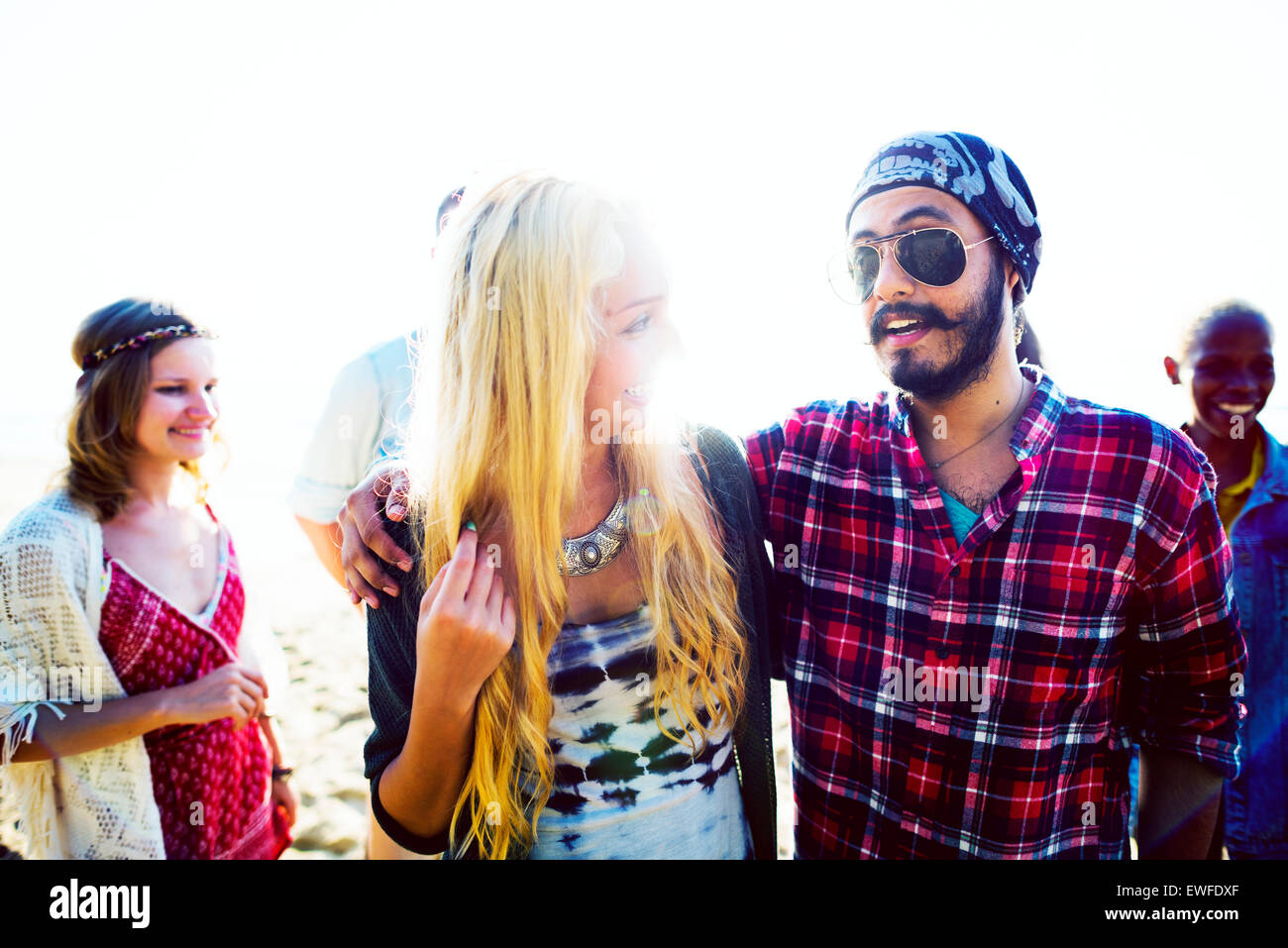 Il legame di amicizia Relax Estate spiaggia felicità Concept Foto Stock