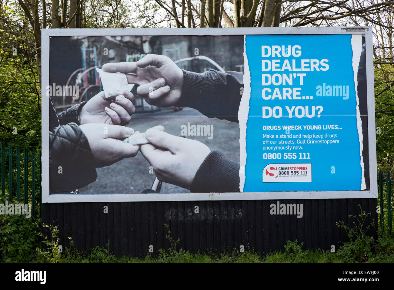 Anti droga poster Ipswich, Suffolk, Inghilterra, Regno Unito Foto Stock