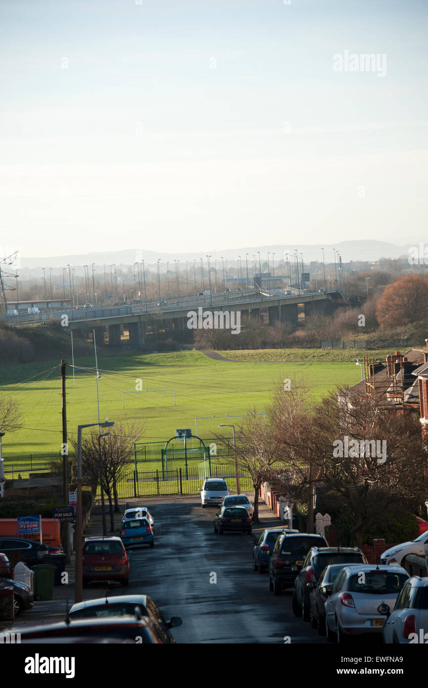 Wirral M53 Autostrada Wallasey Leasowe colline Welsh Foto Stock