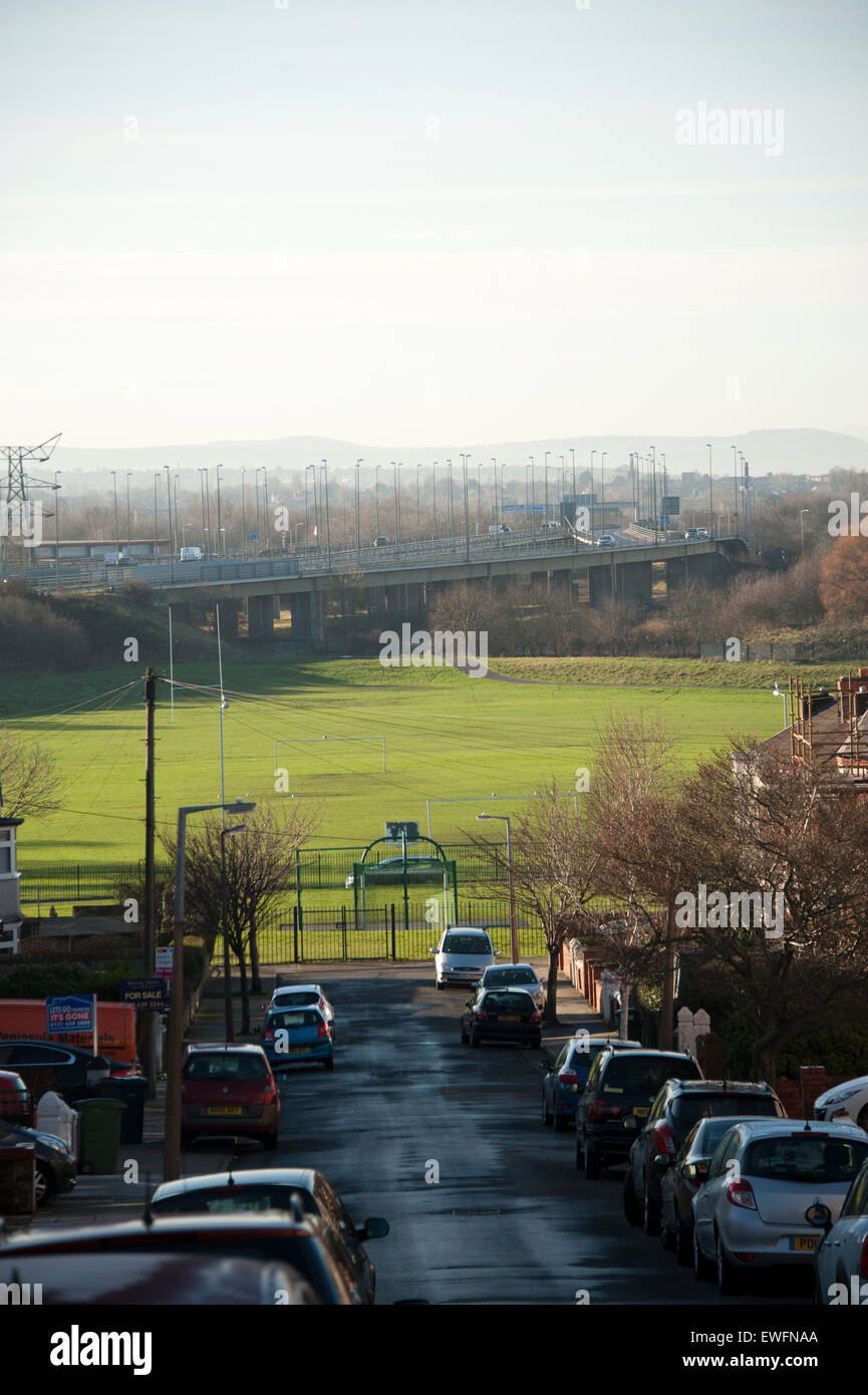 Wirral M53 Autostrada Wallasey Leasowe colline Welsh Foto Stock