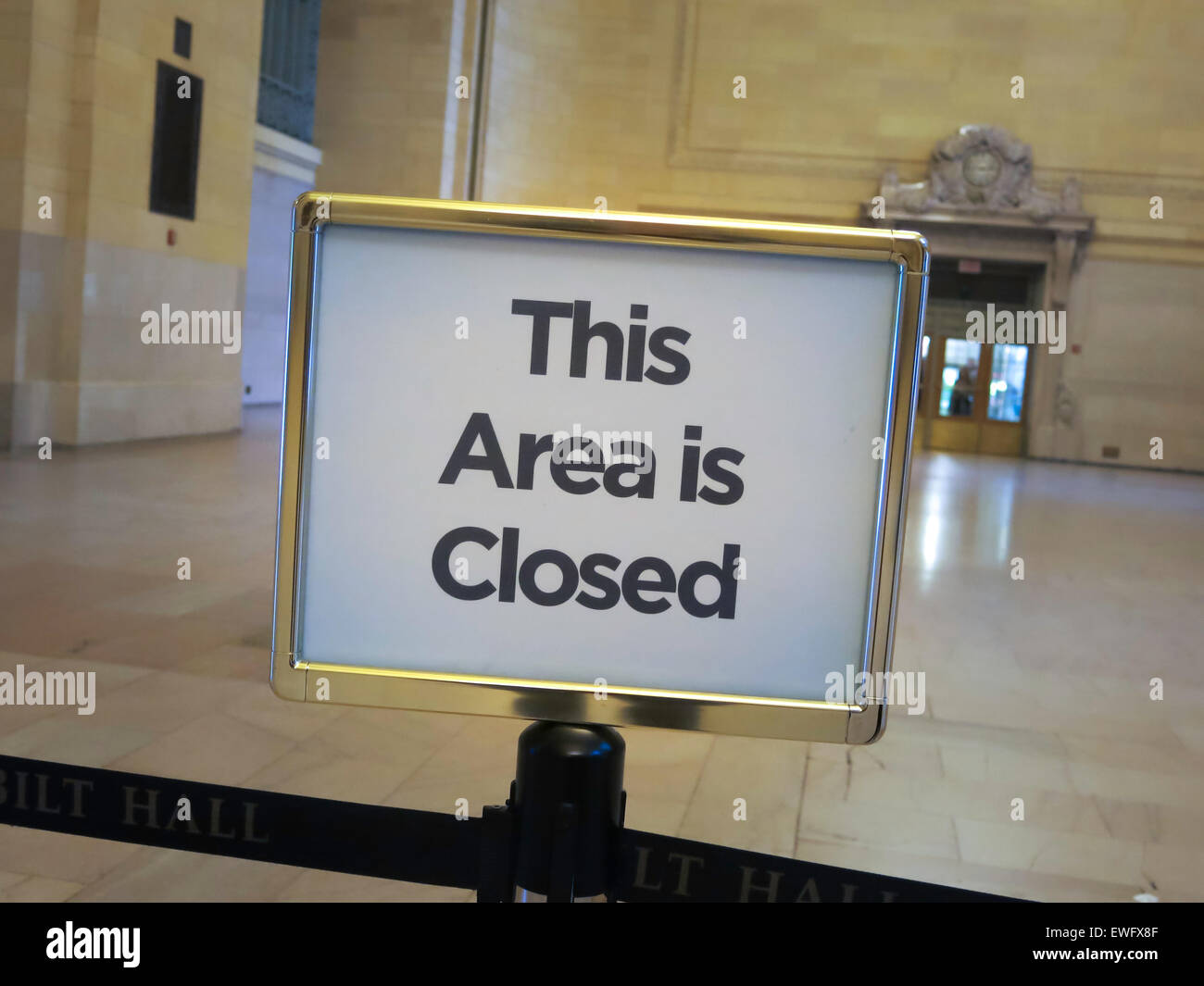 Questa zona è chiuso segno, Grand Central , New York, Stati Uniti d'America Foto Stock