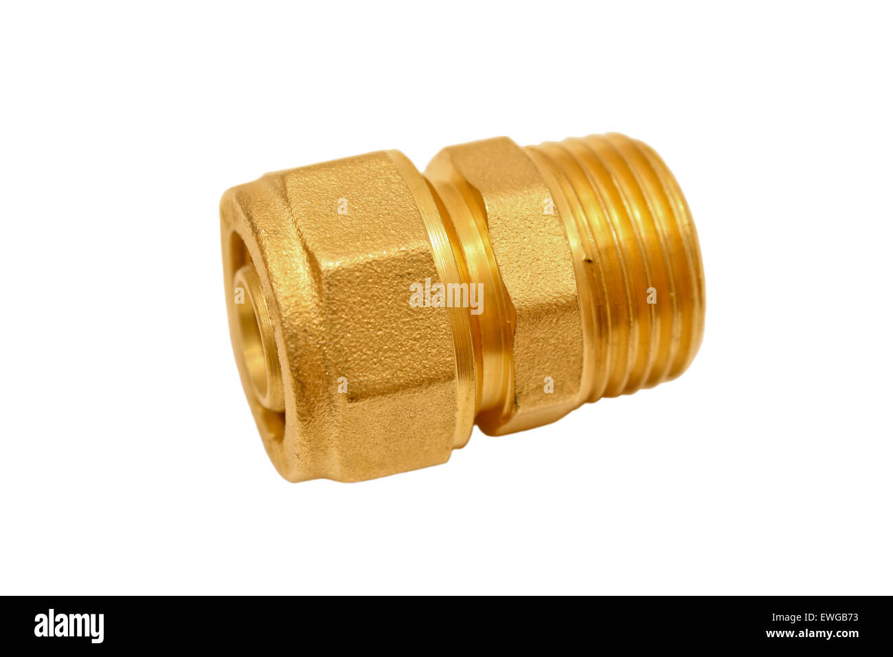Adattatore per collegare i tubi in materiale plastico utilizzato per la costruzione del sistema di approvvigionamento di acqua. Foto Stock