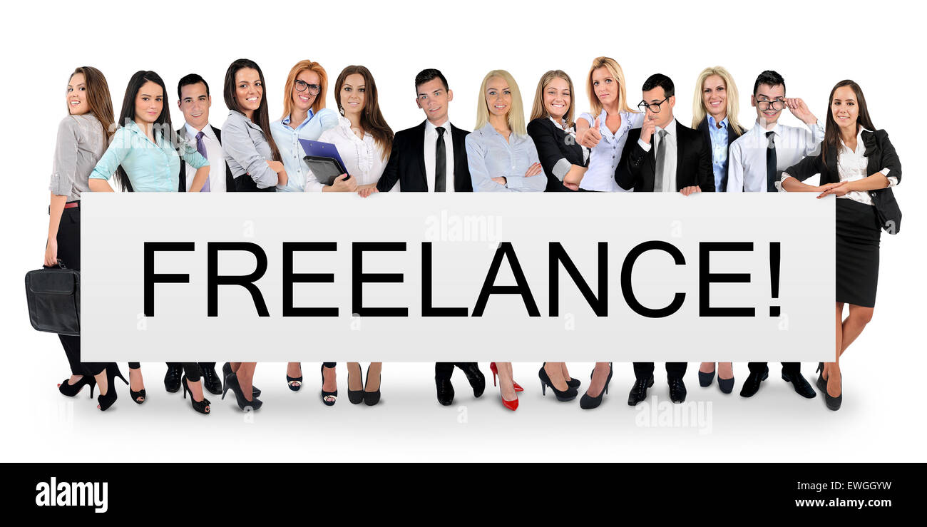 Parola Freelance la scrittura sul banner bianco Foto Stock