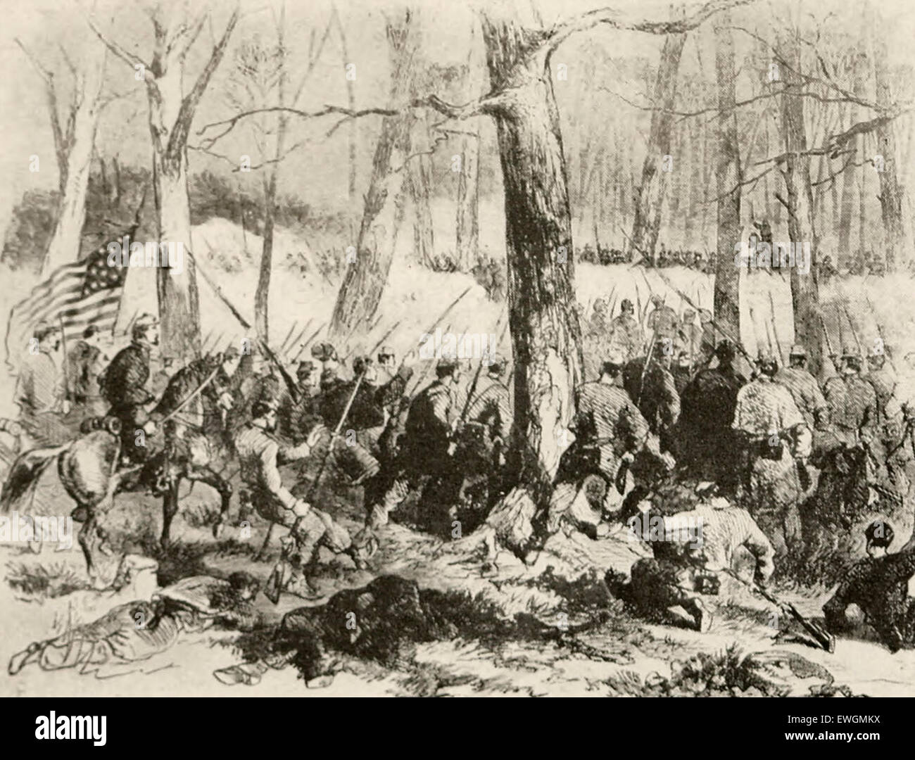 Carica dell'ottavo del Missouri e undicesimo Indiana reggimenti, guidati dal generale Lew Wallace, a Fort Donelson Foto Stock