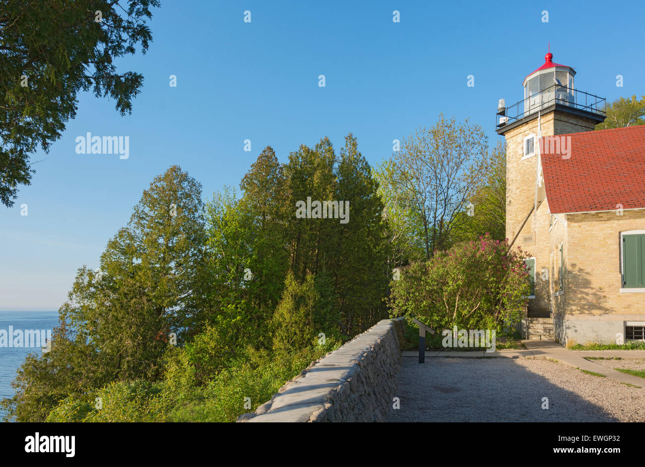 Wisconsin Door County, penisola parco statale, Eagle Bluff faro, presidiata 1868-1926, si affaccia sul Green Bay Foto Stock