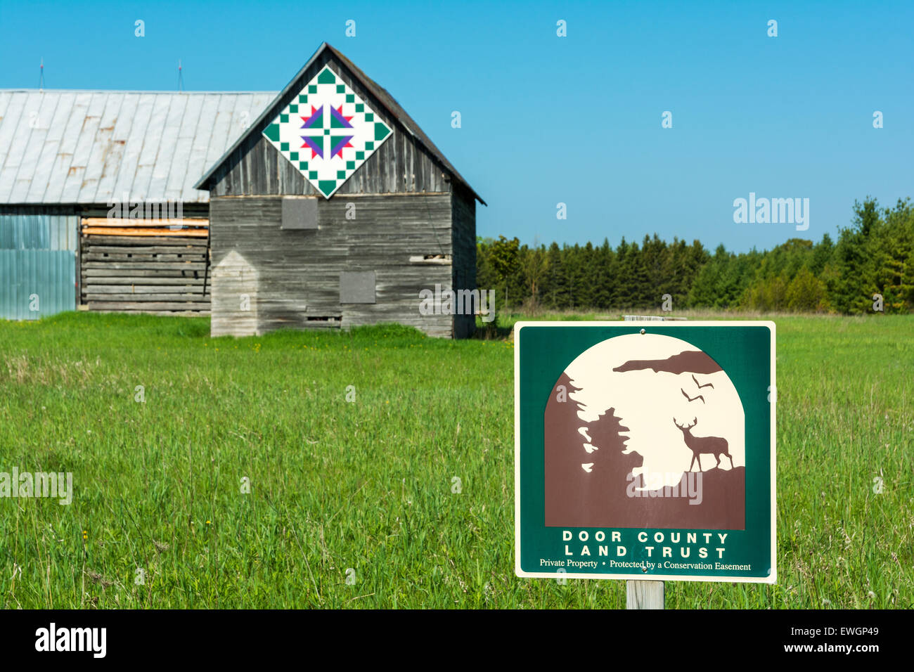 Wisconsin Door County, 9279 la Statale 57, storica fattoria protetti da Door County Land Trust Foto Stock