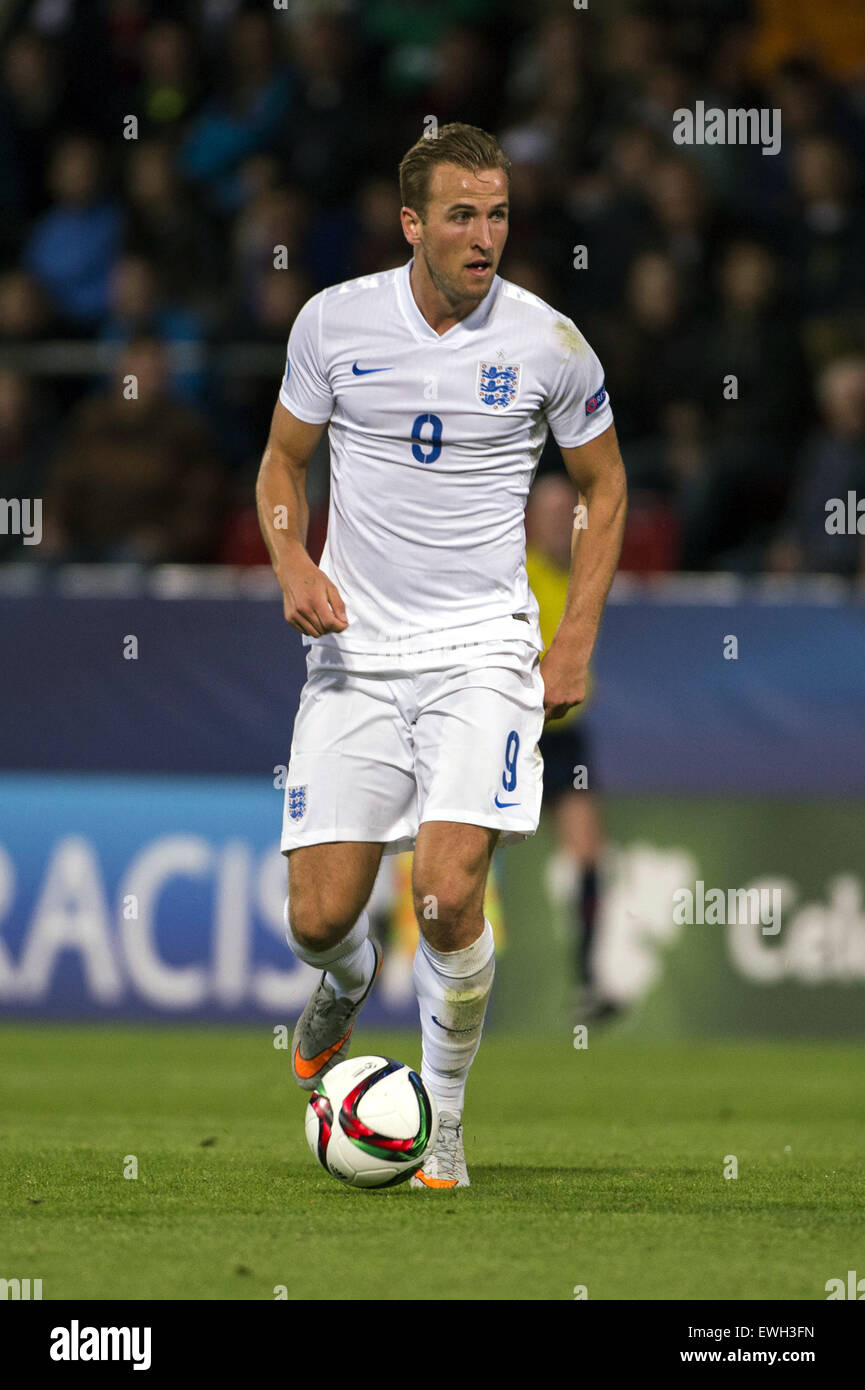 Olomouc, Repubblica Ceca. Il 24 giugno 2015. Harry Kane (ITA) Calcio/Calcetto : UEFA sotto-21 al Campionato Europeo di Repubblica Ceca 2015 Gruppo B match tra Inghilterra 1-3 Italia a Andruv stadion di Olomouc, Repubblica Ceca . Credito: Maurizio Borsari/AFLO/Alamy Live News Foto Stock