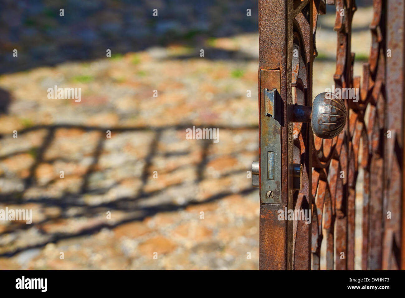 Il vecchio fabbro porta in ferro Foto Stock
