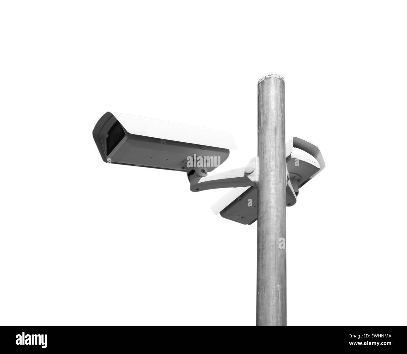 Tvcc telecamera di sicurezza isolati su sfondo bianco. Foto Stock