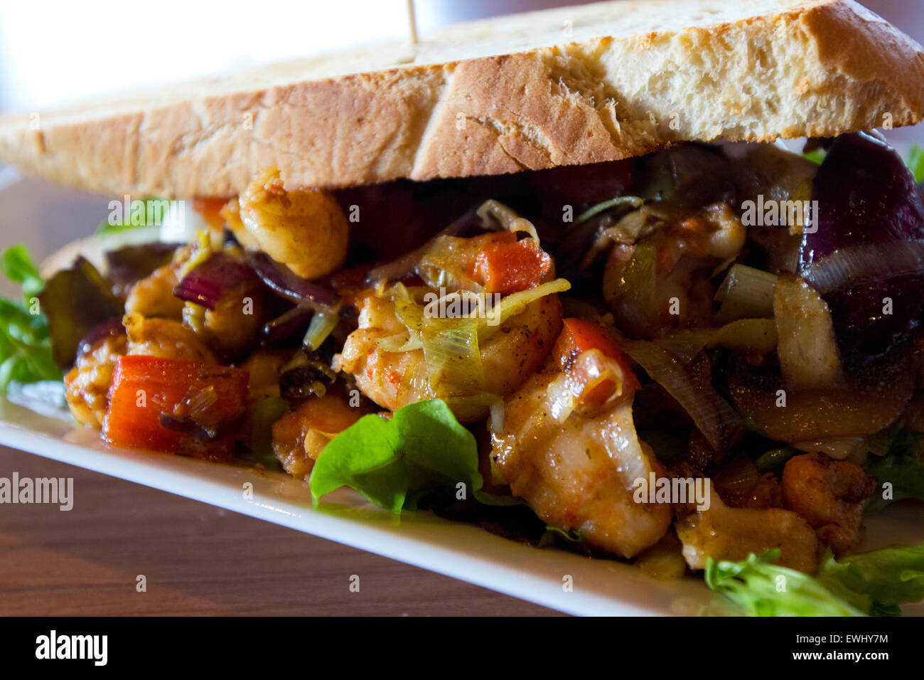 Sandwich di langoustine da kaffi hornid Islanda Foto Stock