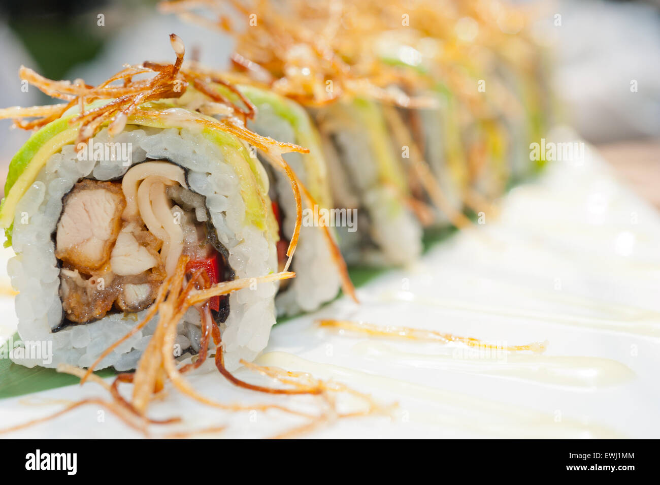 Fatto freschi sushi giapponese rotoli chiamato maki sushi Foto Stock