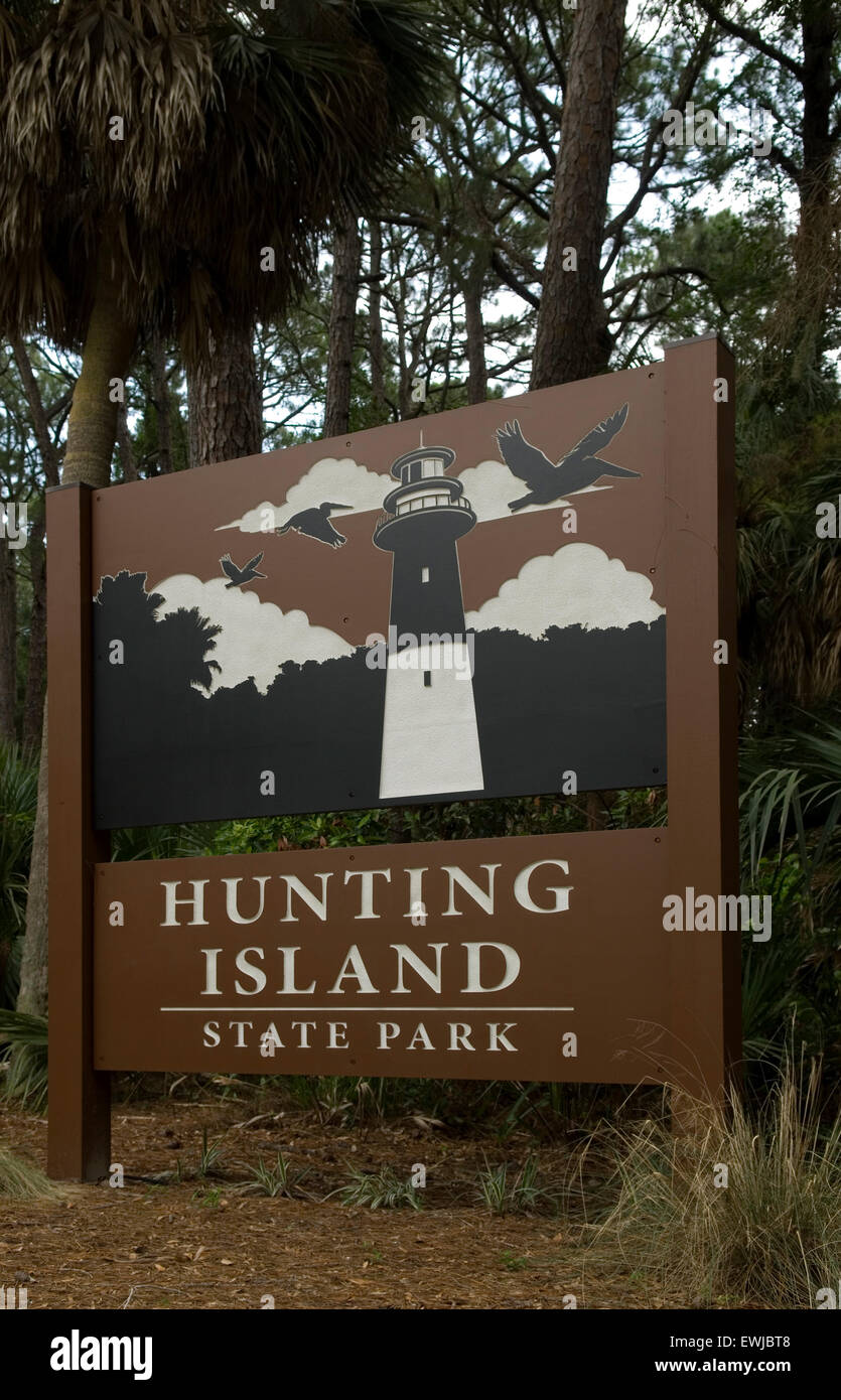 Caccia Island State Park Sign South Carolina, Stati Uniti d'America. Foto Stock