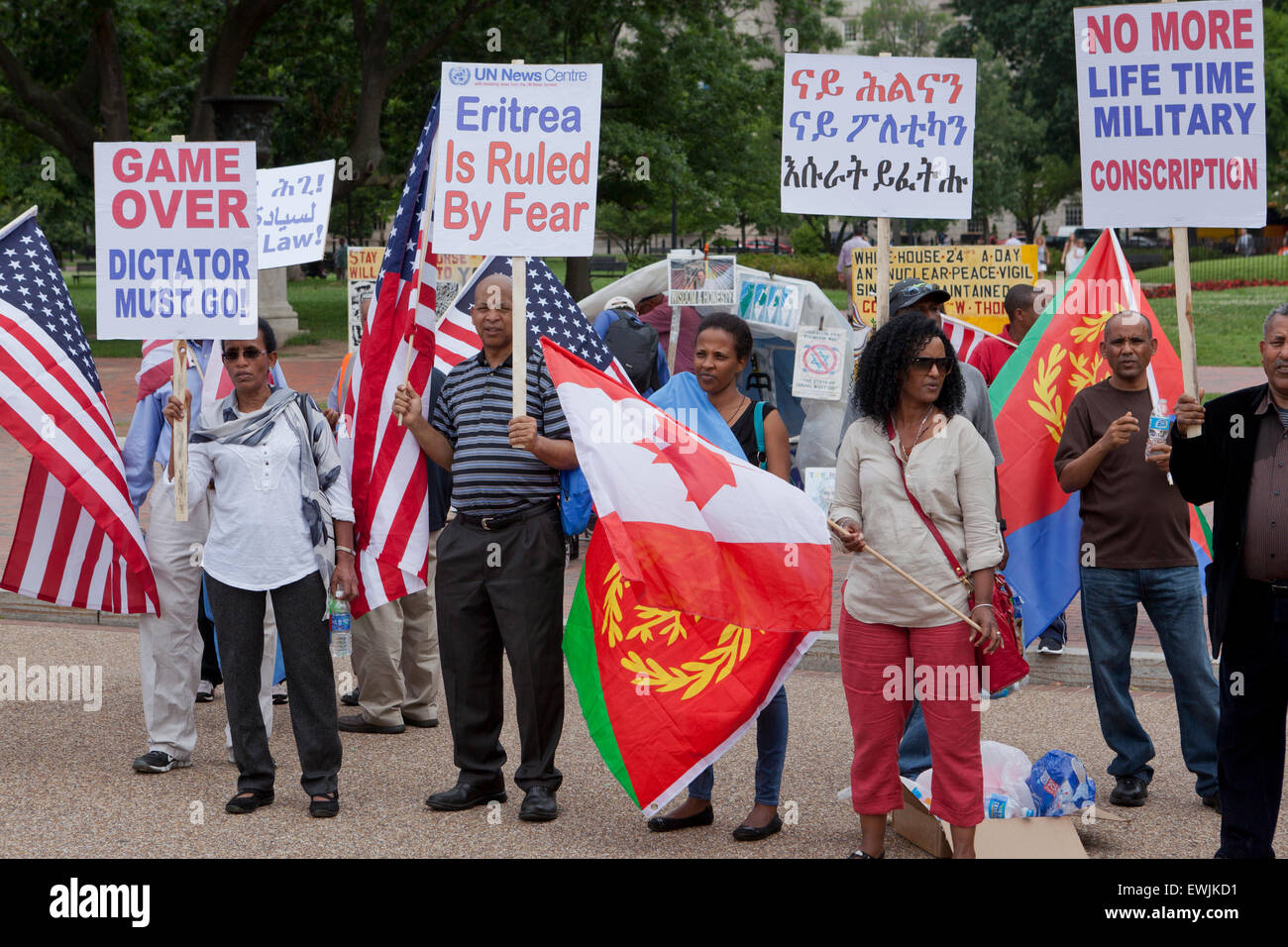 Eritrei protestare per il cambiamento democratico e dei diritti umani in Eritrea - Washington DC, Stati Uniti d'America Foto Stock