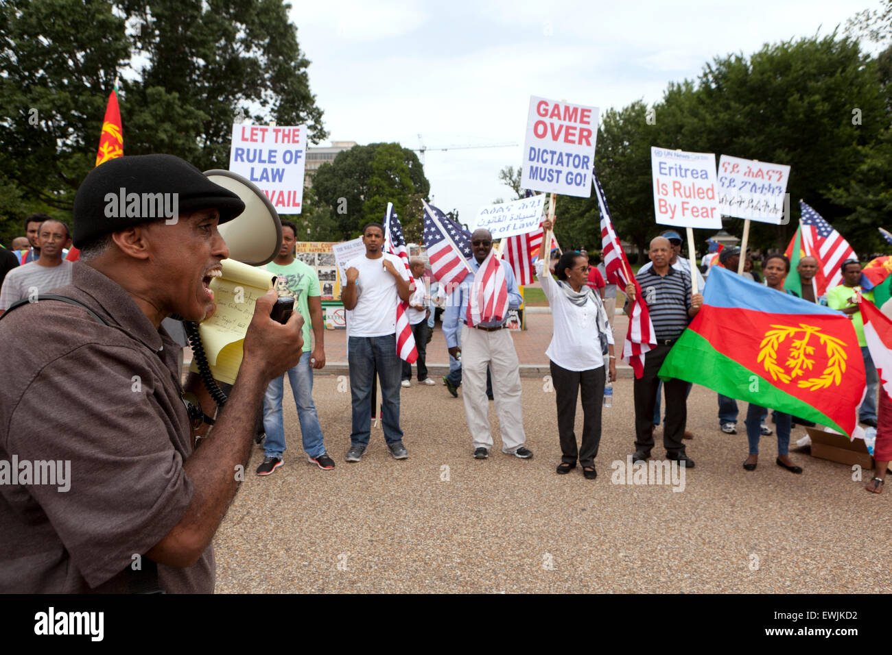 Eritrei protestare per il cambiamento democratico e dei diritti umani in Eritrea - Washington DC, Stati Uniti d'America Foto Stock