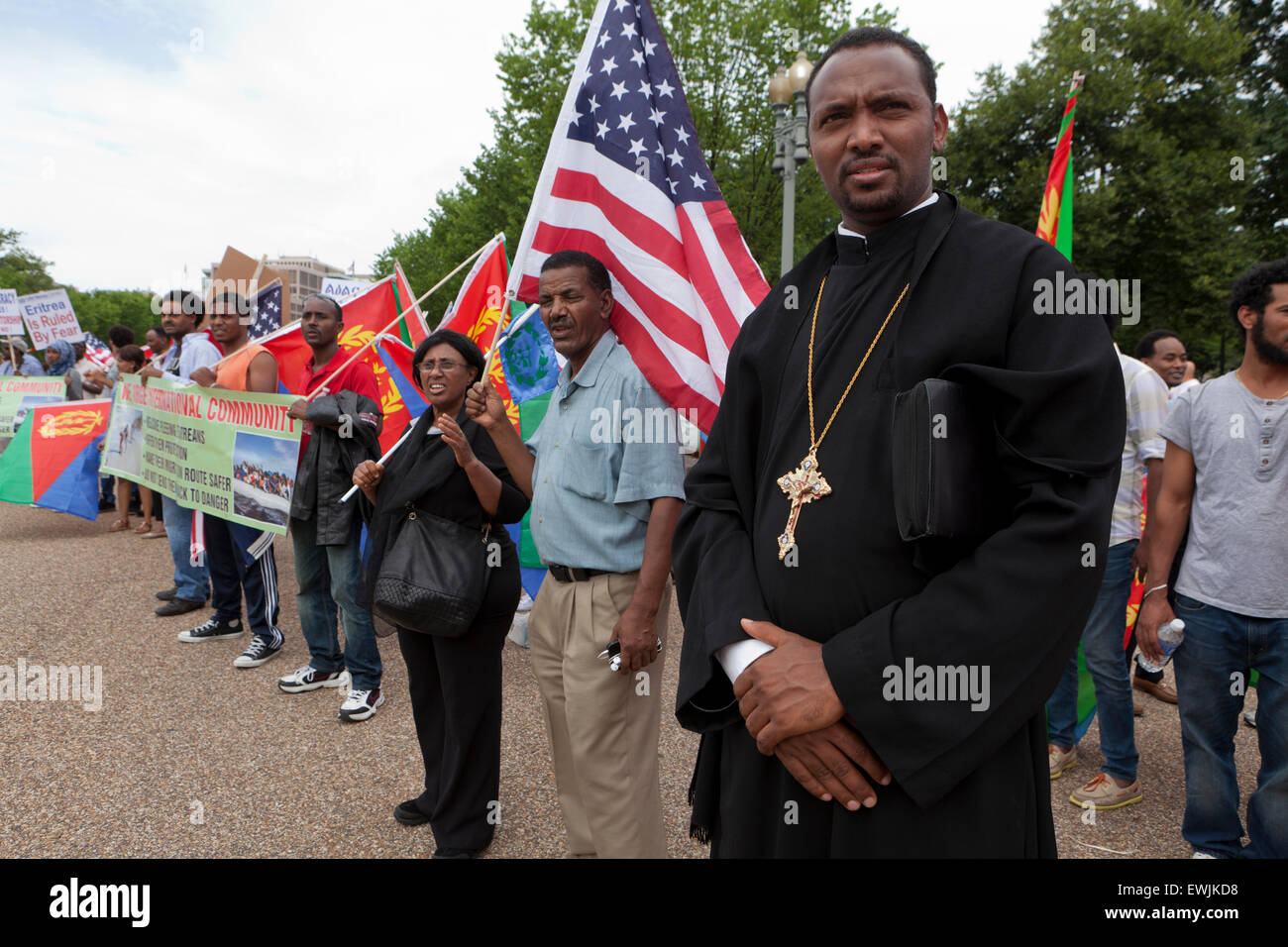 Eritrei protestare per il cambiamento democratico e dei diritti umani in Eritrea - Washington DC, Stati Uniti d'America Foto Stock
