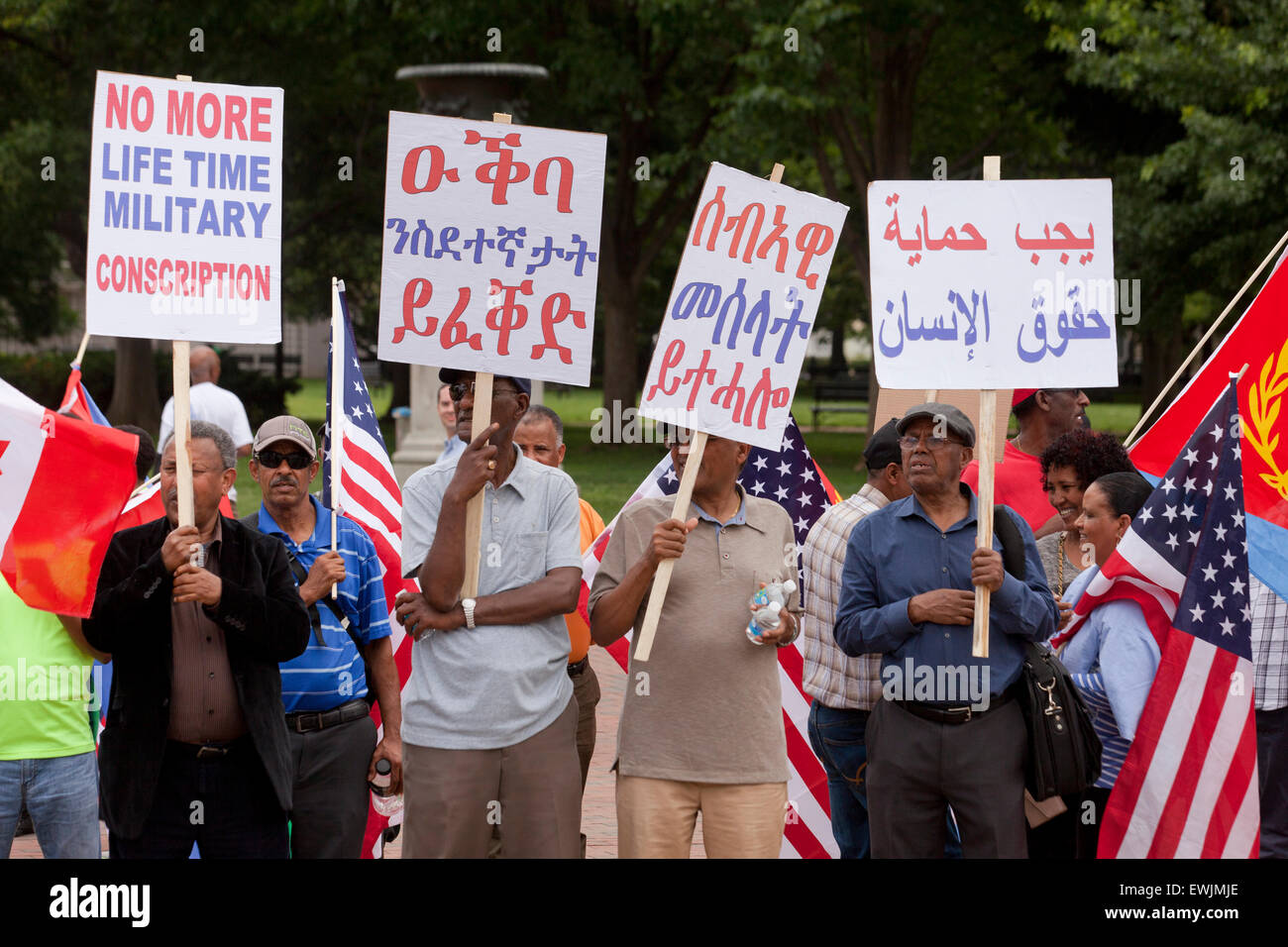 Eritrei protestare per il cambiamento democratico e dei diritti umani in Eritrea - Washington DC, Stati Uniti d'America Foto Stock