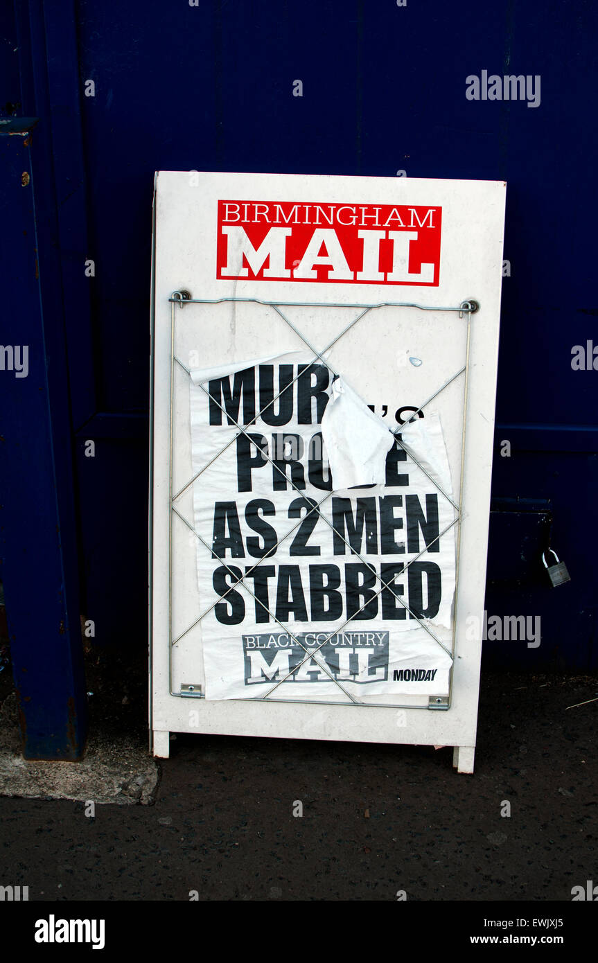 Birmingham Mail news board fuori un giornalaio shop, West Midlands, Regno Unito Foto Stock