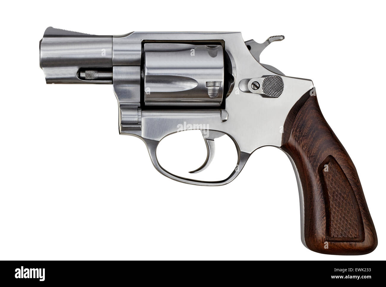 Pistola Revolver pistola arma da fuoco isolati su sfondo bianco Foto Stock