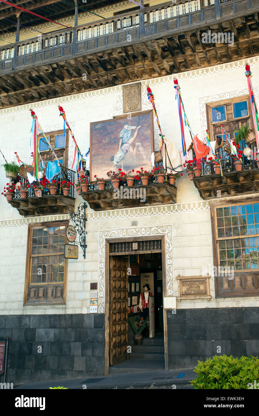 LA OROTAVA, TENERIFE, Spagna - 23 giugno 2015: La Casa de los Balcones è una casa in La Orotava, sull'isola di Tenerife (Spagna Foto Stock