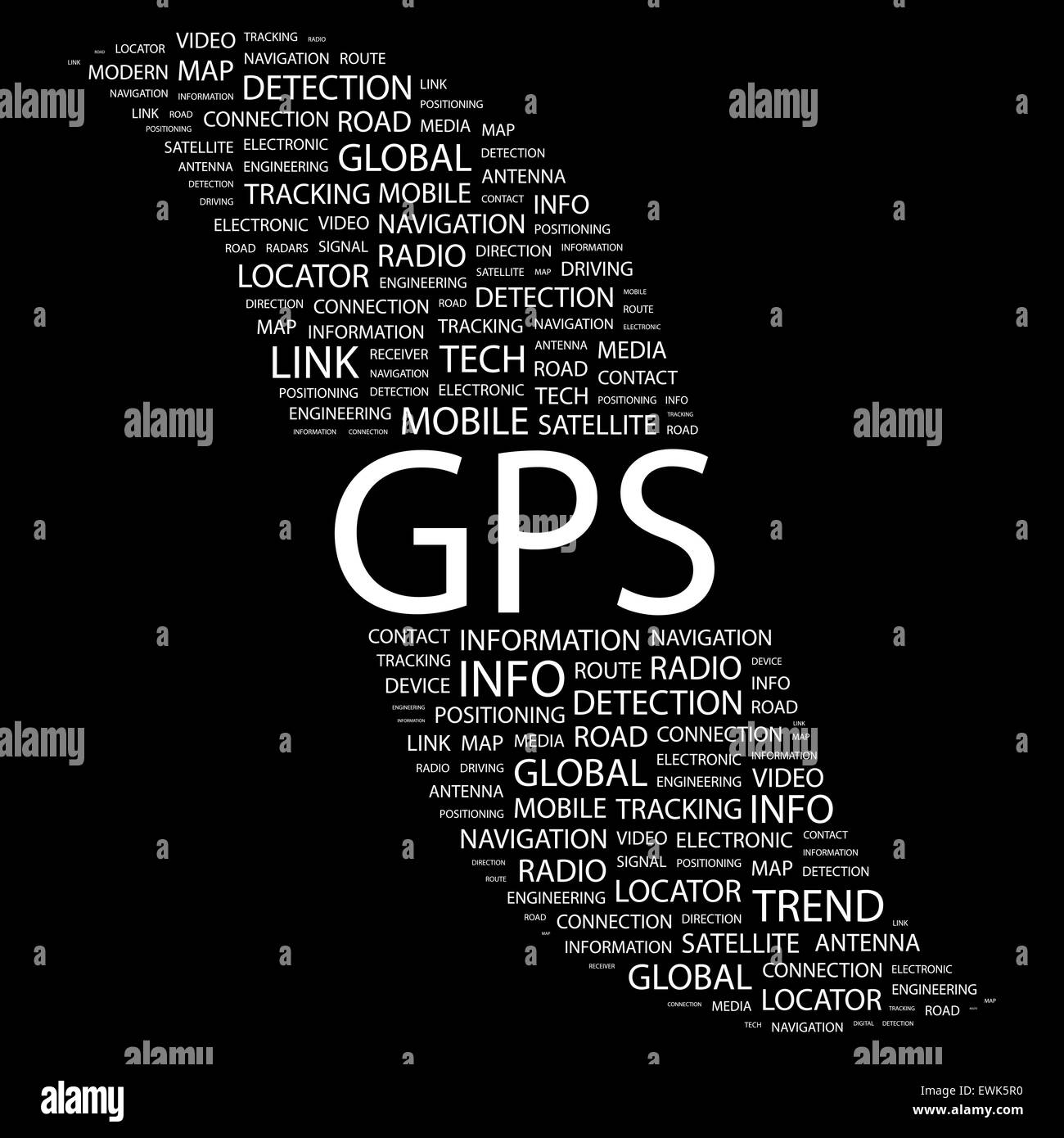 GPS. Concetto illustrazione. Graphic raccolta tag. Wordcloud collage. Illustrazione Vettoriale