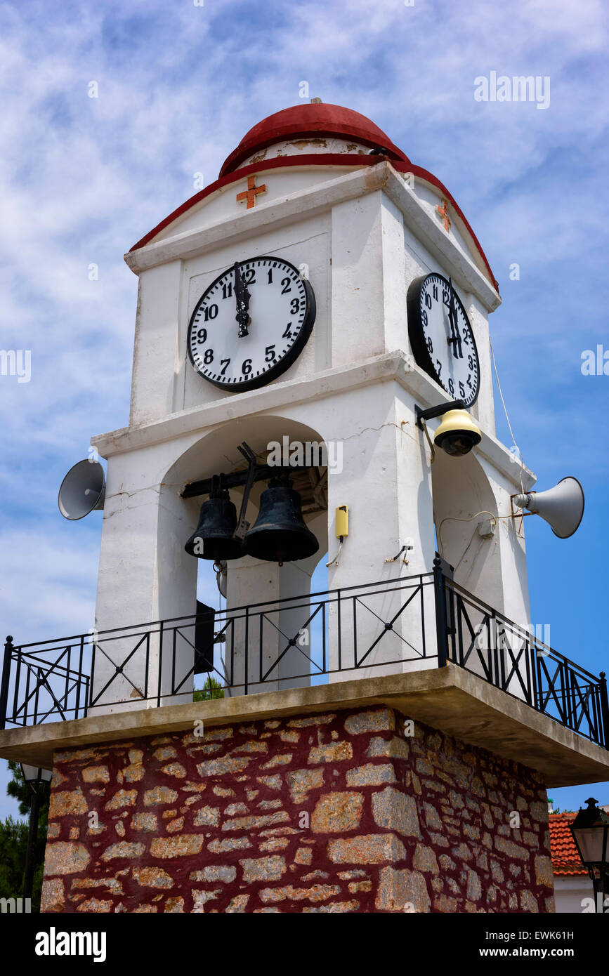 San Nicola di Clock Tower Skiathos Grecia Foto Stock