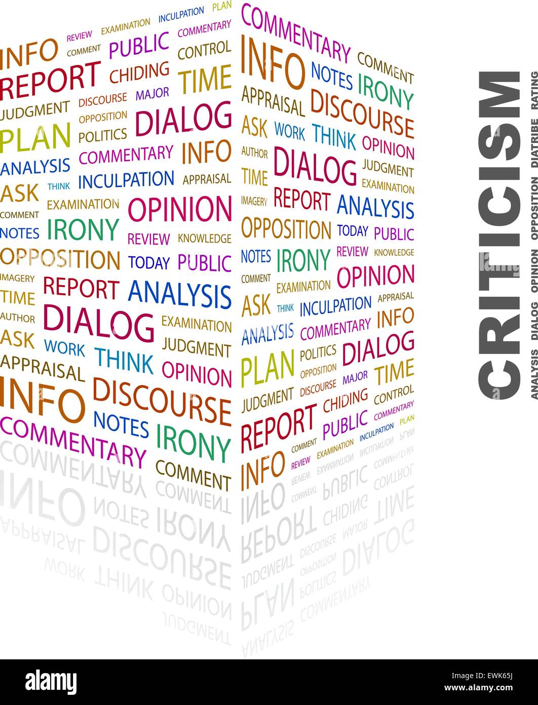 Critiche. Parola concetto cloud illustrazione. Wordcloud collage. Illustrazione Vettoriale