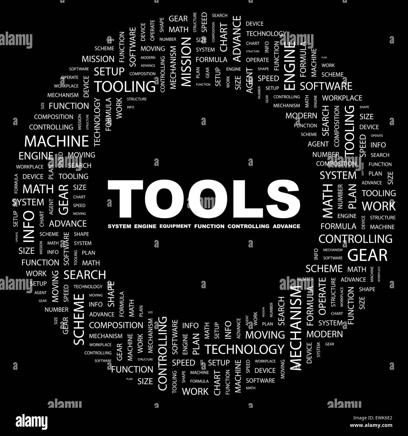 Strumenti. Concetto illustrazione. Graphic raccolta tag. Wordcloud collage. Illustrazione Vettoriale