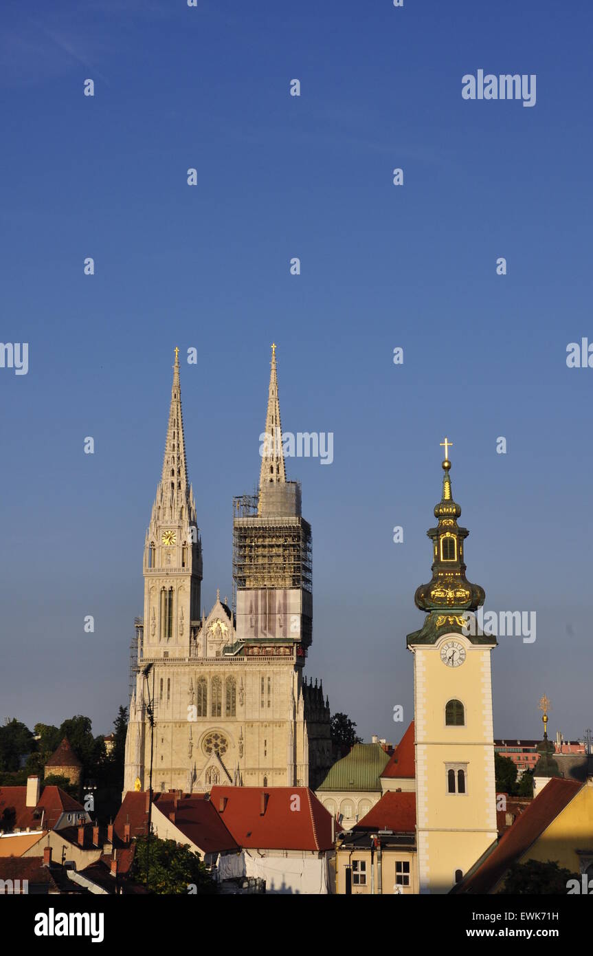 Vista da Zagabria città superiore alla Cattedrale Foto Stock