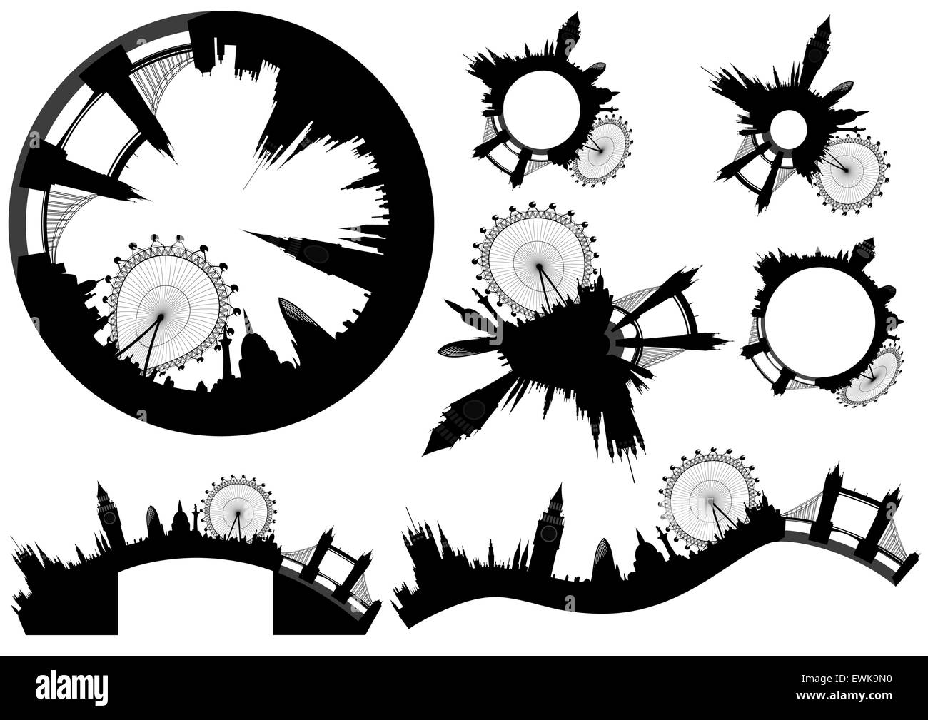 Varie Londra dall'alto - vettore Illustrazione Vettoriale