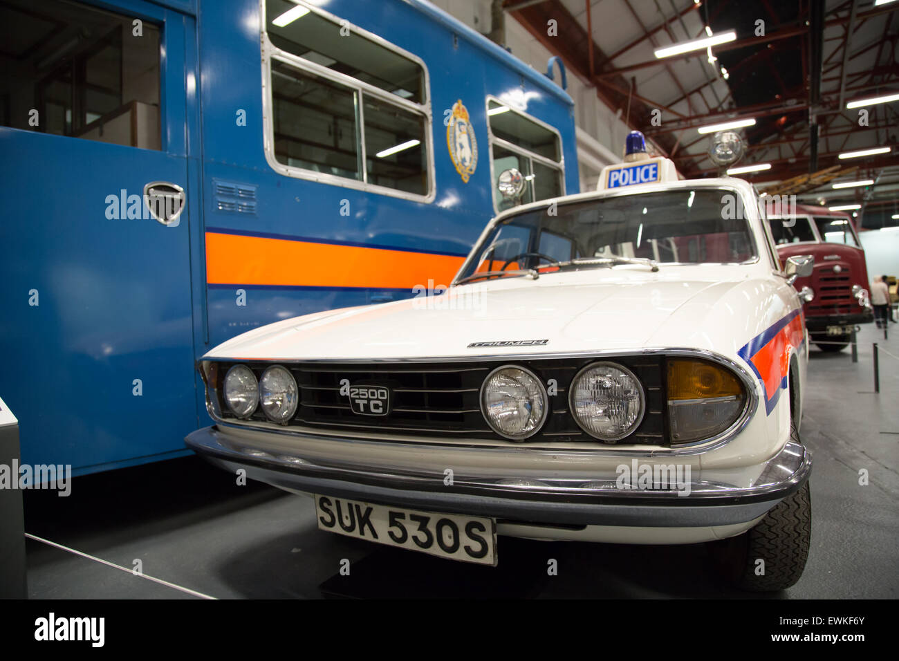 Vintage auto della polizia Museo dei Trasporti di Coventry Regno Unito Foto Stock