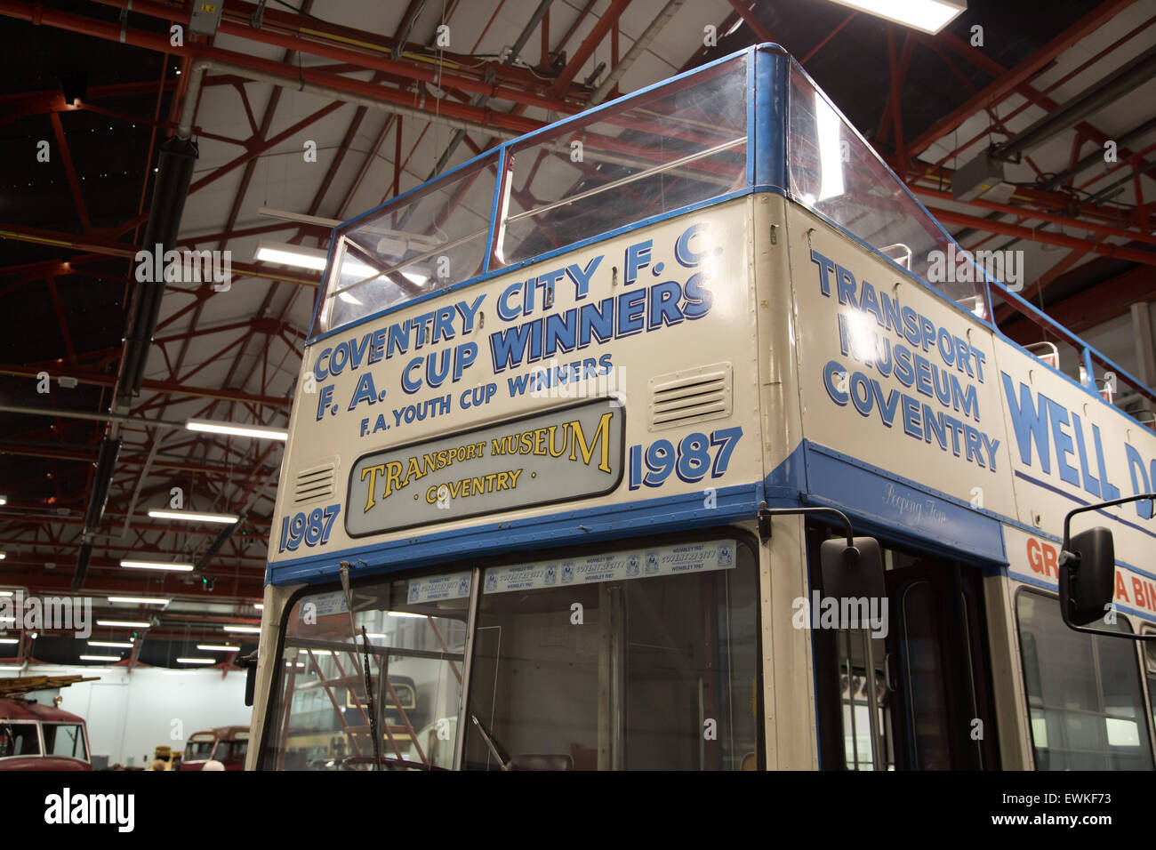 Il bus aperti utilizzati da Coventry City dopo la loro 1987 finale di FA Cup win Foto Stock