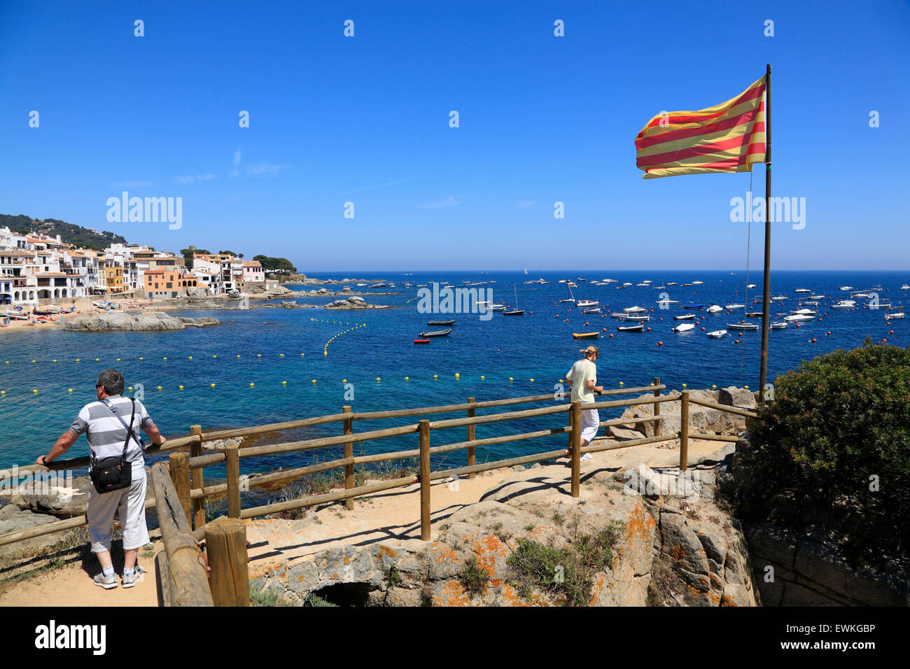 Outlook a Calella de Palafrugell beach, in Costa Brava Catalogna, Spagna, Europa Foto Stock